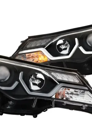 ANZO 2013-2015 Toyota Rav4 Projector Headlights w/ Plank Style Design Black High Quality