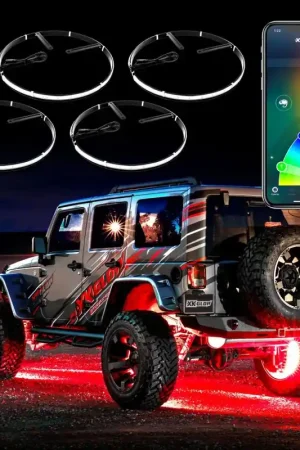 Certified XK Glow Wheel Ring Light Kit XKchrome App controlled w/ Turn Signal Function 4pc 15In