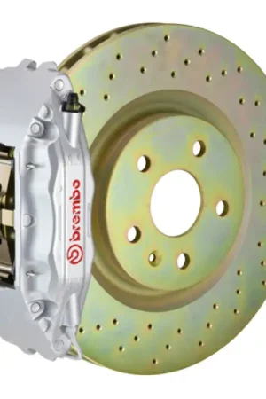 Fast Shipping Brembo 97-04 Corvette C5 Front GT BBK 4 Piston Cast 2pc 355x32 1pc Rotor Drilled-Silver