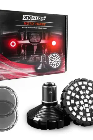 Worldwide Shipping XK Glow Motorcycle Rear LED Turn Signal Kit - 1156 Bullet Style Smoked Lenses