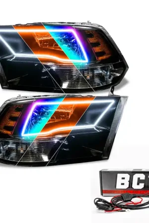 Oracle Lighting 09-18 RAM 1500 Sport Halo Headlights - Blk Housing w/BC1 Controller Worldwide Shipping