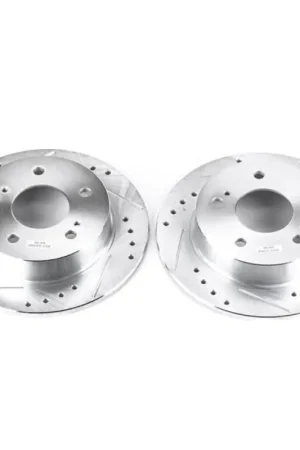 Power Stop 94-98 Nissan 240SX Rear Evolution Drilled & Slotted Rotors - Pair Money Back Guarantee
