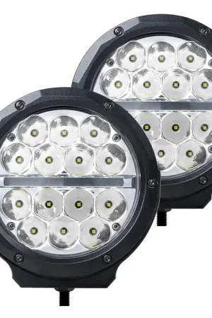 Go Rhino Xplor Bright Series Round LED Driving Light Kit w/DRL (Surface Mount) 6in - Blk (2 pc) Premium