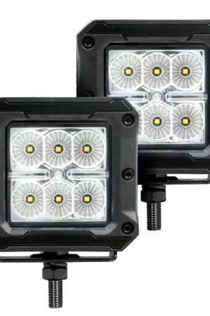 Place Order Go Rhino Xplor Bright Series Cube LED Flood Light Kit (Surface/Threaded Stud Mount) 3x3 - Blk (Pair)