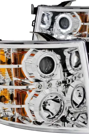 ANZO 2007-2013 Chevrolet Silverado 1500 Projector Headlights w/ Halo Chrome Super Sale
