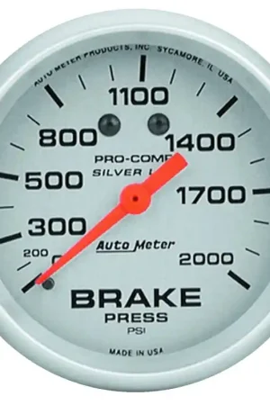 While Supplies Last AutoMeter Gauge Brake Press 2-5/8in. 2000PSI Liquid Filled Mech Ultra-Lite