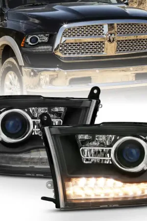 ANZO 2009-2018 Dodge Ram 1500 Projector Headlights Plank Style Halo w/Switchback Matte Black Shop Now