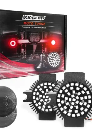 Fast Shipping XK Glow Motorcycle Rear LED Turn Signal Kit - 1156 Flat Style Smoked Lenses