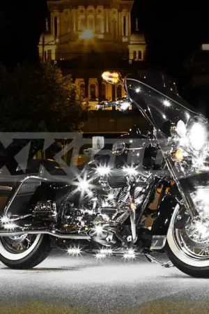 Worldwide Shipping XK Glow Strips Single Color XKGLOW LED Accent Light Motorcycle Kit White - 8xPod + 2x8In