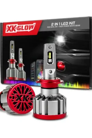 XK Glow RGB 2In1 LED Headlight Bulb Million Color XKCHROME App RGB/LED Headlight Kit - 2x 9004 Limited Offer