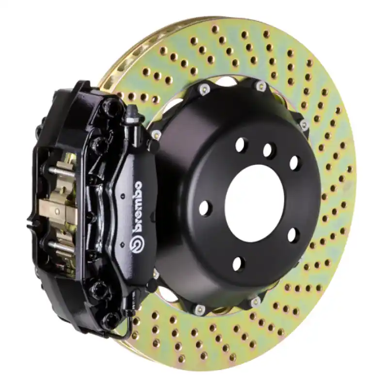 Exclusive Offer Brembo 12-14 328i Excl xDrive/MSport Brakes Rr GT BBK 4Pis Cast 345x28 2pc Rotor Drilled-Black