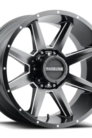 Raceline 954M Stryker 20x9in / 6x139.7 BP / 18mm Offset / 106.1mm Bore - Satin Black & Milled Wheel Sale