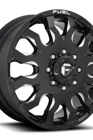 Crafted Dually Wheels 20X8.25 Blitz Dually D673 8 On 165.1 Gloss Black Milled 117 Bore 105 Offset Multi Spoke Front Dually Fuel Off Road Wheels
