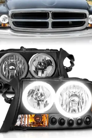 ANZO 1997-2004 Dodge Dakota Crystal Headlights Black 1pc Fresh Stock