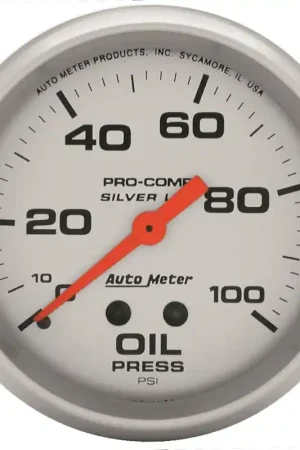 Affordable Autometer Ultra-Lite 2.625in Liquid Filled Mechanical 100 PSI Silver Oil Pressure Gauge