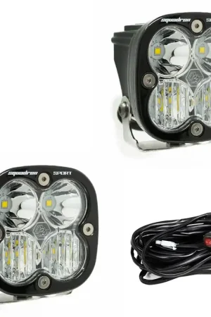 Baja Designs Squadron Sport Black LED Auxiliary Light Pod Pair - Clear Driving/Combo Professional Grade