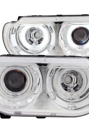 Buy Online ANZO 2008-2014 Dodge Challenger Projector Headlights w/ Halo Chrome (CCFL)