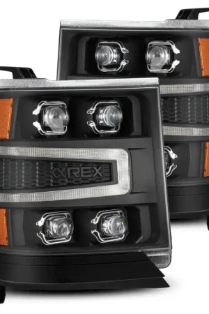 AlphaRex 16-18 Chevy 1500HD NOVA-Series LED Proj Headlights BK w/Actv Lgt/SeqSig & DRL (Req 810023) Premium