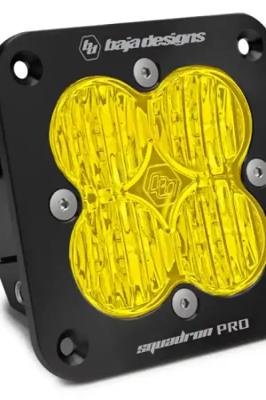 High Quality Baja Designs Squadron Pro Black Wide Cornering Pattern Flush Mount LED Light Pod - Amber