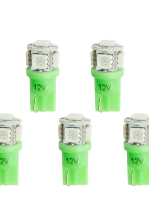 Clearance Autometer Green LED Replacement Bulb T3 Wedge - (Pack of 5)