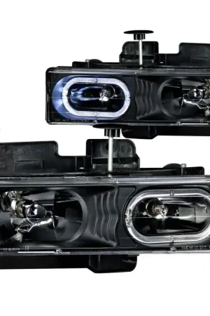 Sale ANZO 1988-1998 Chevrolet C1500 Crystal Headlights Black w/ Halo