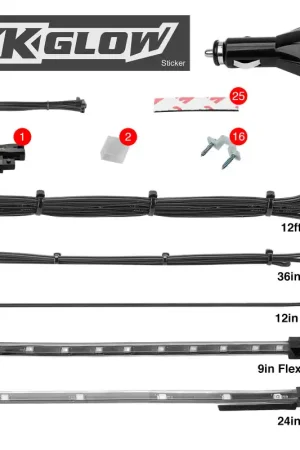 XK Glow Strip Single Color Underglow LED Accent Light Car/Truck Kit Light Blue - 8x24In + 4x 8In Grab Now