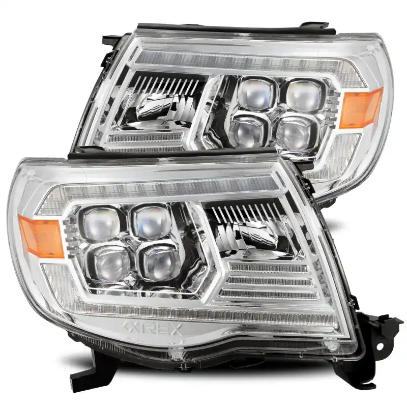 Weekend Sale AlphaRex 05-11 Toyota Tacoma NOVA LED Projector Headlights Plank Style Chrome w/Activation Light/DRL
