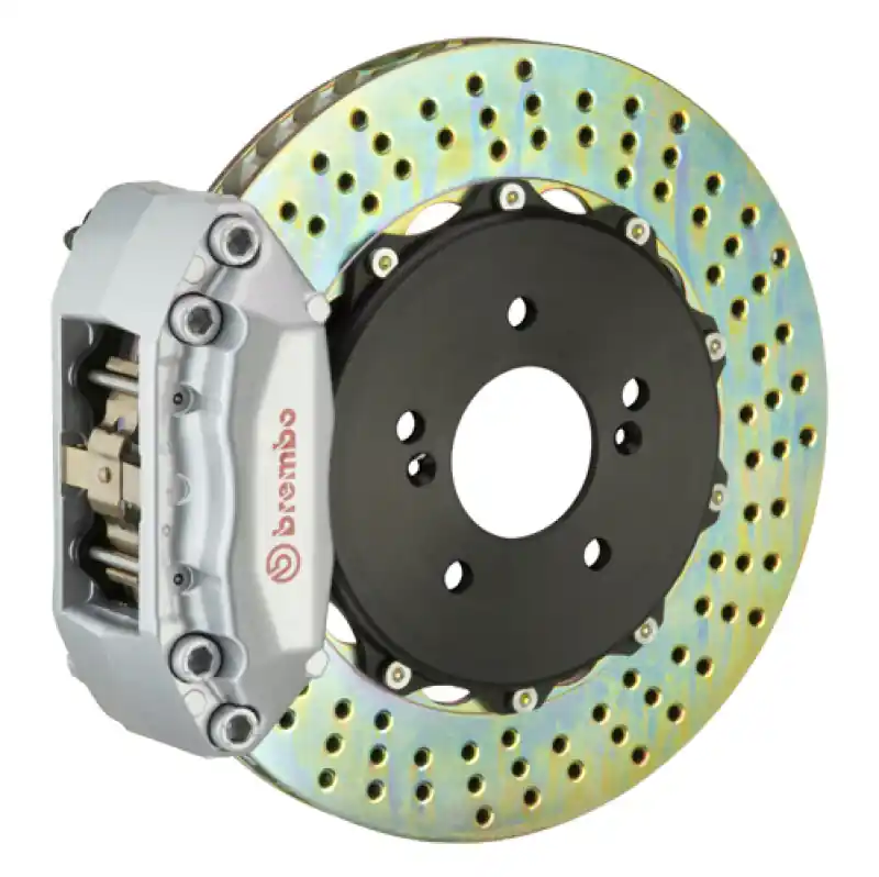 Affordable Brembo 00-04 Jetta 1.8t Front GT BBK 4 Piston Cast 2pc 328x28 2pc Rotor Drilled-Silver