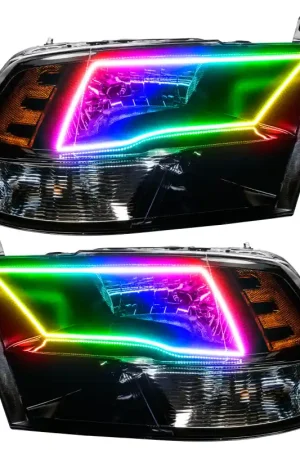 Brand New Oracle 09-17 RAM 1500 Quad Pre-Assembled Headlights - Black Housing - w/o Controller