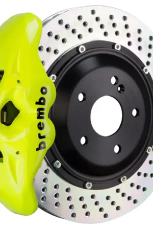 Exclusive Offer Brembo 15-17 F150 (Excl. Raptor) Rear GT BBK 4 Piston Cast 380x28 2pc Rotor Drilled- Fluo. Yellow