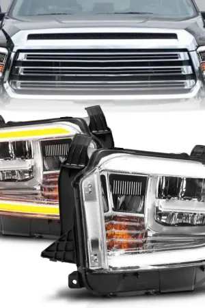 ANZO 2014-2021 Toyota Tundra LED Crystal Headlights w/ Switchback Chrome Housing w/ DRL Exclusive