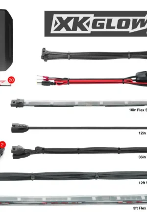 Secure Checkout XK Glow Flex Strips Million Color XKCHROME App Controlled Boat Marine Kit 4x36In Strips + 4x10In