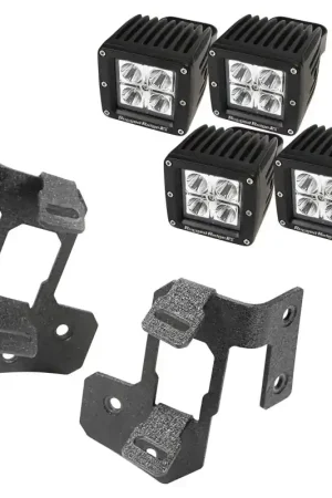 Handmade Rugged Ridge 07-18 Jeep Wrangler JK Textured Black Square A-Pillar LED Light Mount Kit