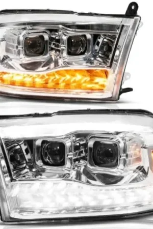 ANZO 09-19 Dodge RAM 1500 / 10-18 2500/3500 LED Proj Headlights SeqSig Chrome - Pair Big Sale
