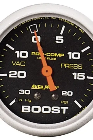 Crafted Autometer Pro-Comp 30 In Hg/20 PSI Liquid Filled Mechanical Boost Gauge