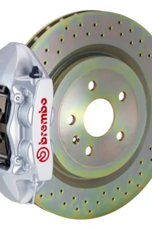 Hassle-Free Returns Brembo 10-15 Camaro V6 Rear GT BBK 4 Piston Cast 365x28 1pc Rotor Drilled-Silver