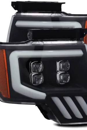 AlphaRex 09-14 Ford F-150 NOVA LED Proj Headlights Plank Style Matte Black w/Activ Light/Seq Signal Best Seller