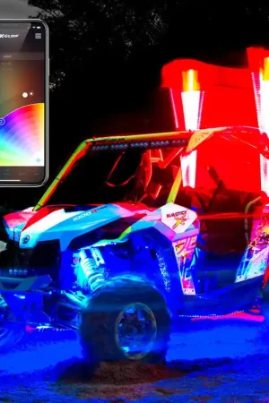 XK Glow XKchrome 4x4 Offroad UTV ATV App LED Whip Light Kit w/ Dual-Mode Controller 1x Whip 2nd Gen Best Price