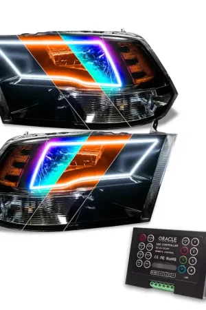 Oracle Lighting 09-18 RAM 1500 Sport Halo Headlights - Blk Housing w/2.0 Controller Editor’s Pick
