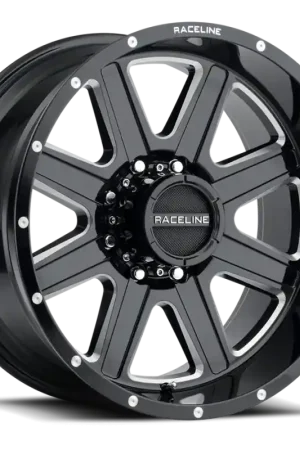 Raceline 940M Hostage 20x10in / 5x127 BP / -19mm Offset / 78.1mm Bore - Black & Milled Wheel Cheap