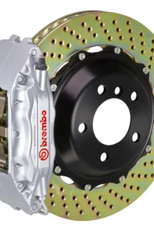 Brembo 05-08 997.1 C2 (Excl PCCB) Fr GT BBK 6Pis Cast 355x32 2pc Rotor Drilled-Silver Worldwide Shipping