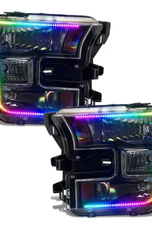 Discount Oracle 15-17 Ford F-150 Dynamic RGB+A Pre-Assembled Headlights Halogen - Blk Edition -