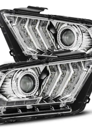 While Supplies Last AlphaRex 10-12 Ford Mustang PRO-Series Projector Headlights Plank Style Chrome w/Top/Bottom DRL