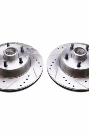 Power Stop 69-70 Ford Country Squire Front Evolution Drilled & Slotted Rotors - Pair Money Back Guarantee