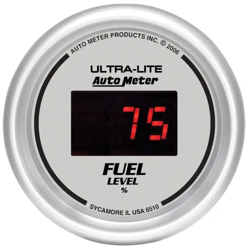Autometer Ultra-Lite Digital 2-1/16in 0-280 OHM Silver Dial w/ Red LED Programmable Fuel Level Gage Holiday Sale