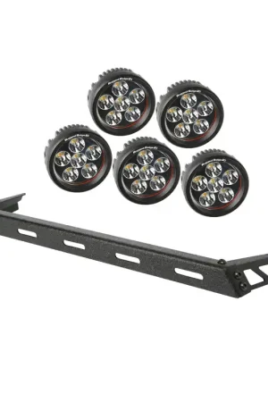 Rugged Ridge 07-18 Jeep Wrangler JK Black 5 Round LED Hood Mounted Light Bar Kit Free Delivery