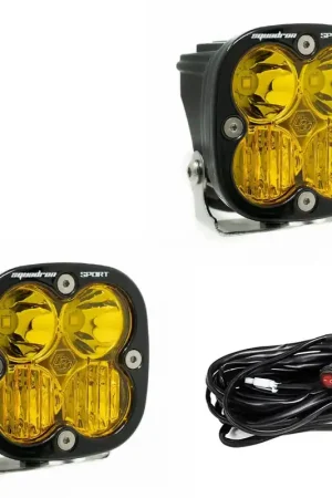 Brand New Baja Design Squadron Sport Black LED Auxiliary Light Pod Pair - Amber Driving/Combo