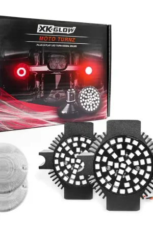 XK Glow Motorcycle Rear LED Turn Signal Kit - Flat Style Clear Lenses Luxury