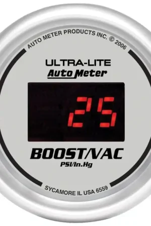 Save Now Autometer Ultra-Lite 2-1/16in 30INHG-30PSI Digital Silver Dial Vacuum/Boost Gauge w/ Red Led