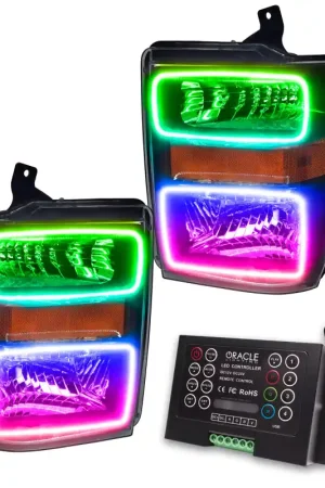 Premium Oracle 08-10 Ford F250/350 LED HL - Black - ColorSHIFT w/ 2.0 Controller